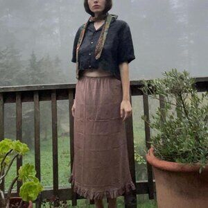 Dosa iridescent silk long skirt